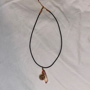 Aura crystal necklace with sun charm